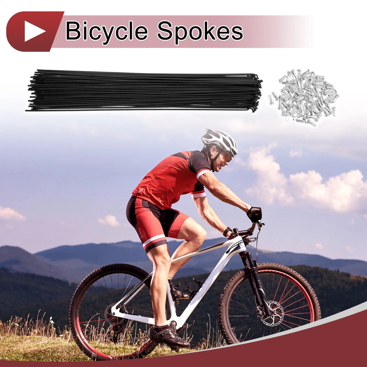 Set of Bicycle Spokes Carbon Steel Black 294mm for 14G Wheel Spokes