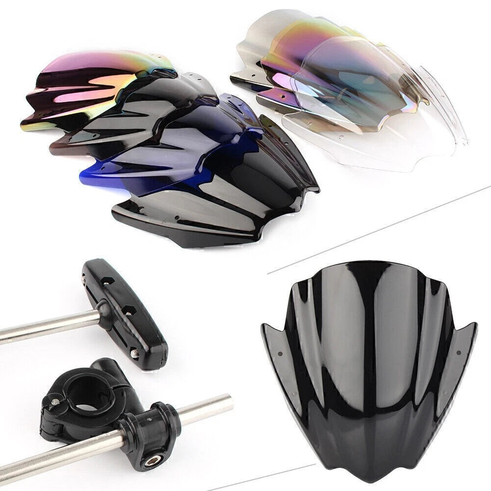 Motorcycle Front Windshield Screen Universal For 7/8" 1" 1 1/8" Handlebar Mount