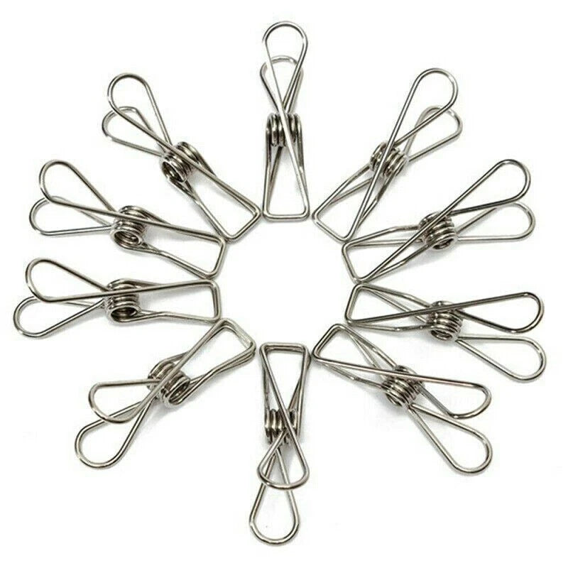 Set of 20 Metal Wire Clips for Clothes Pegs