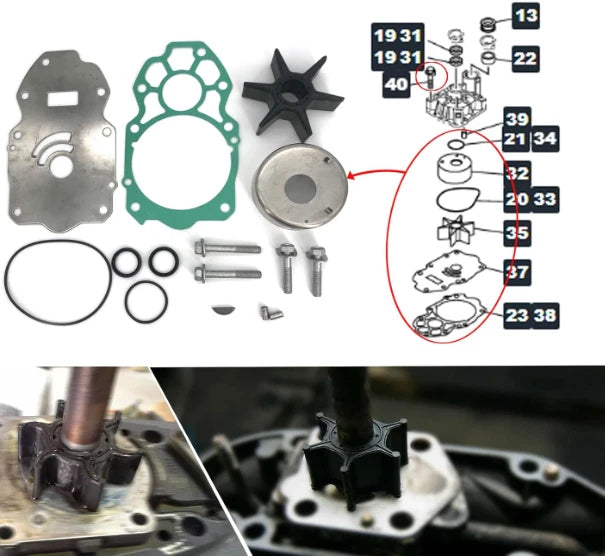 Water Pump Rebuild Kit for Yamaha F225 F250 F300 (2000–2023) 6CE-W0078-01-00
