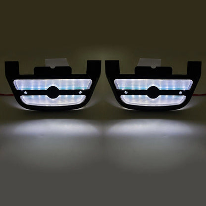 Pair White LED Light Footboard Covers for Harley Touring Road King