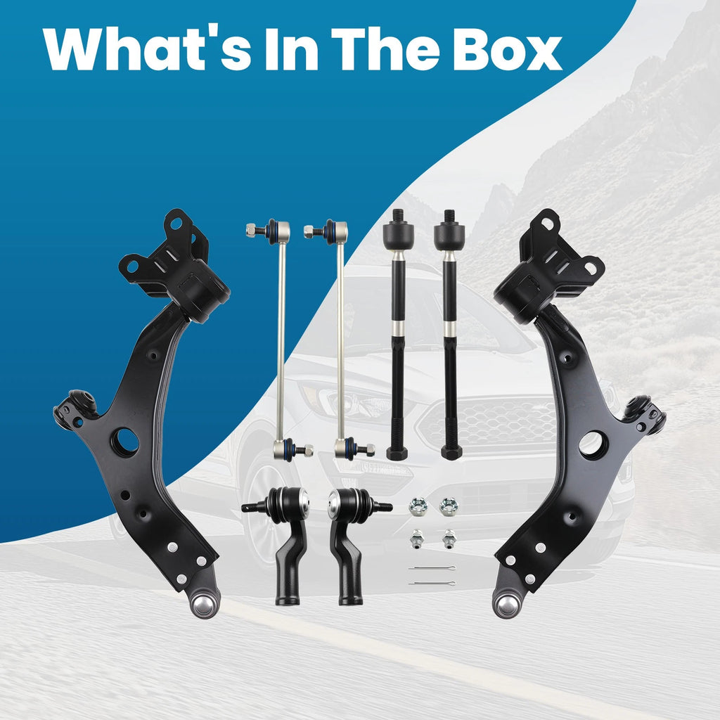 8pcs Front Lower Control Arms Tie Rods Sway Bar Links for Ford Escape (2013–2018)