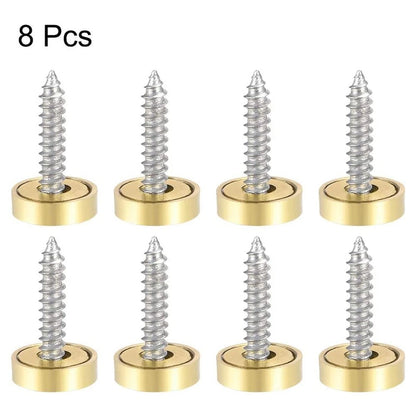Set of 8 Advertising Mirror Nail Fasteners with Solid Brass Construction