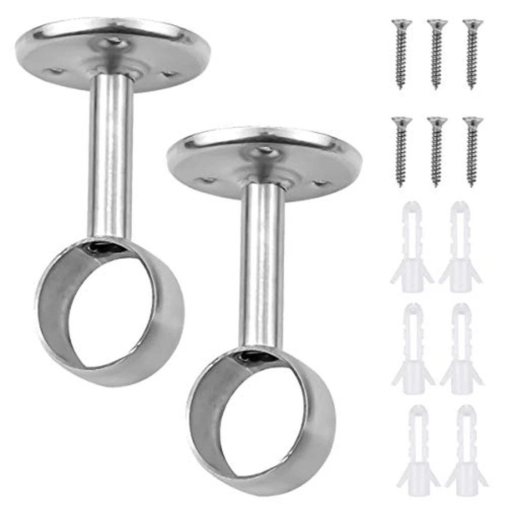 2X Stainless Steel Brackets for Curtain Installation