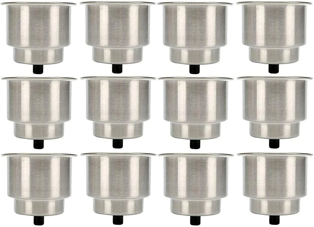 12 Pack Stainless Steel Cup Drink Holder with Drain for Marine Boat RV Camper
