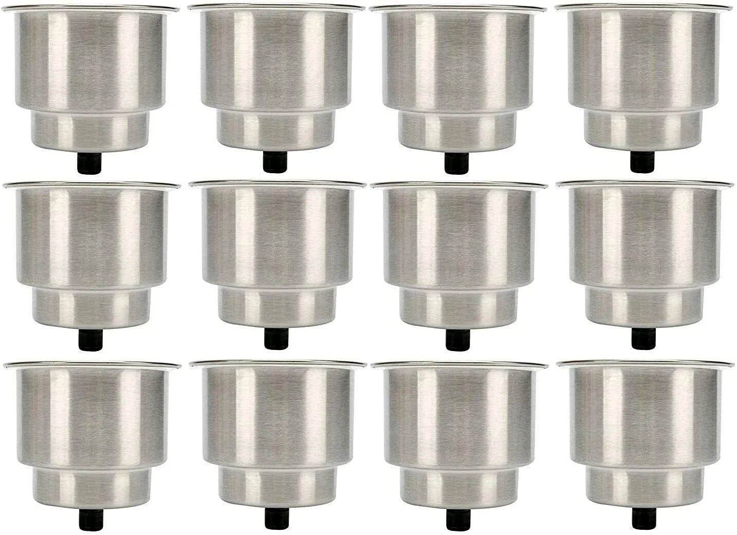 12 Pack Stainless Steel Cup Drink Holder with Drain for Marine Boat RV Camper