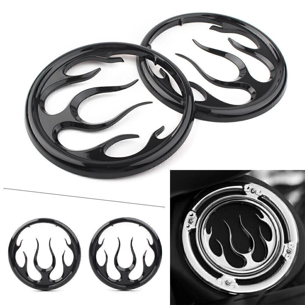 Flame Speaker Grill Accent Trim Cover Black for Harley Electra Glide (2014–2023)