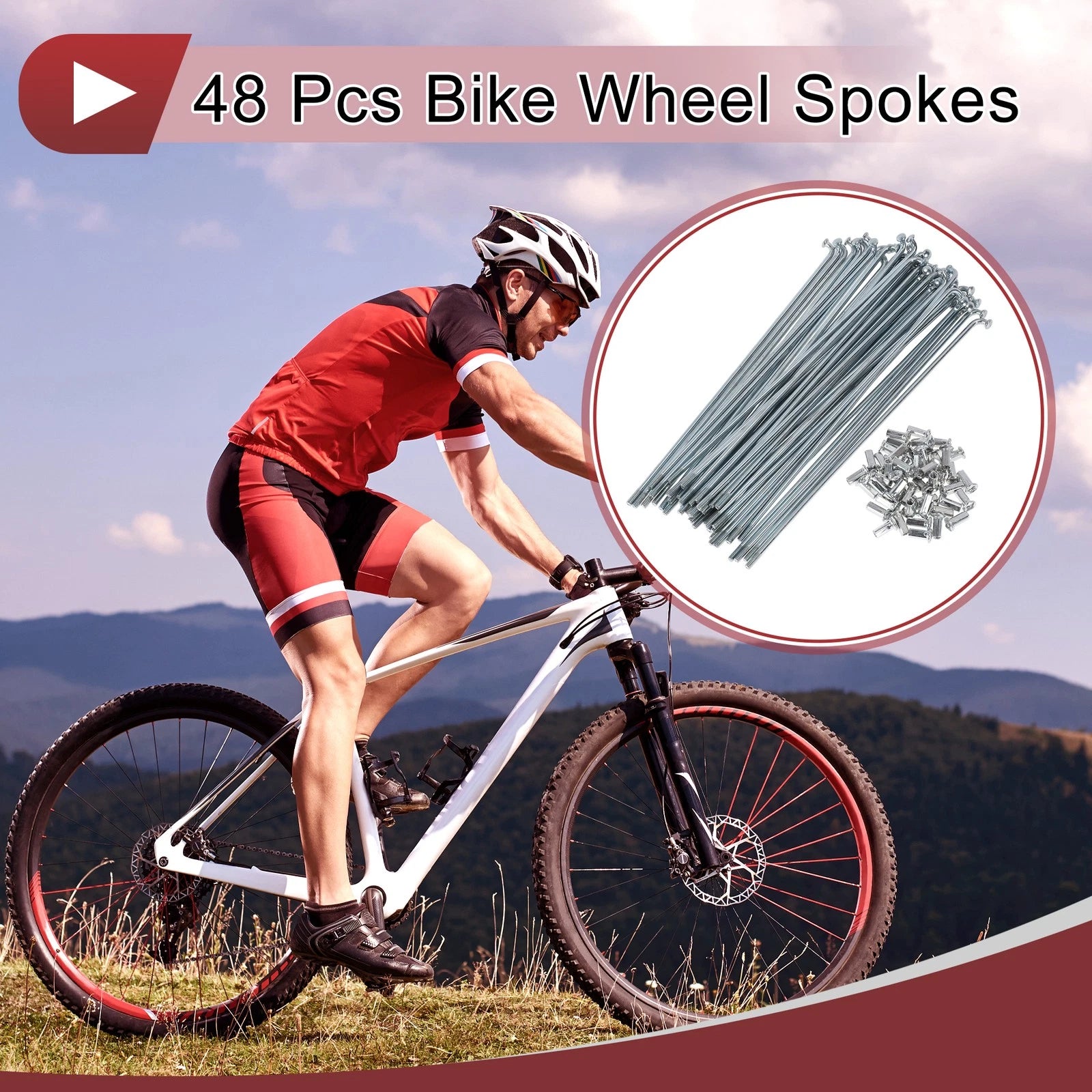 Bike Wheel Spokes 185mm Replacement Set for 10G Bicycle Wheels (—)