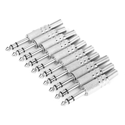 10-Pack 1/4" Male Mono Plug Stereo Audio Jack Connector Adapter