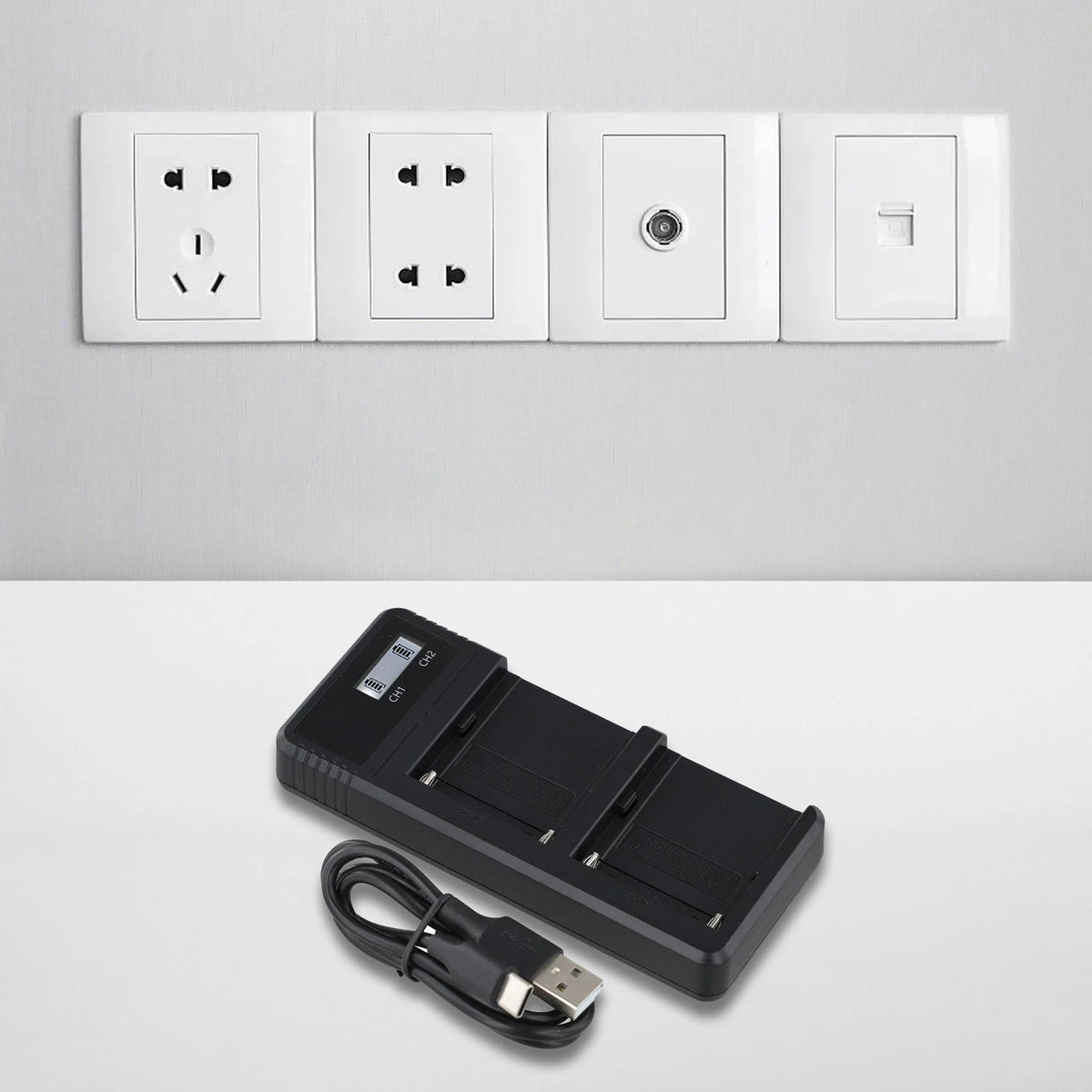 Lightweight Dual USB Charger for Sony NPF Batteries