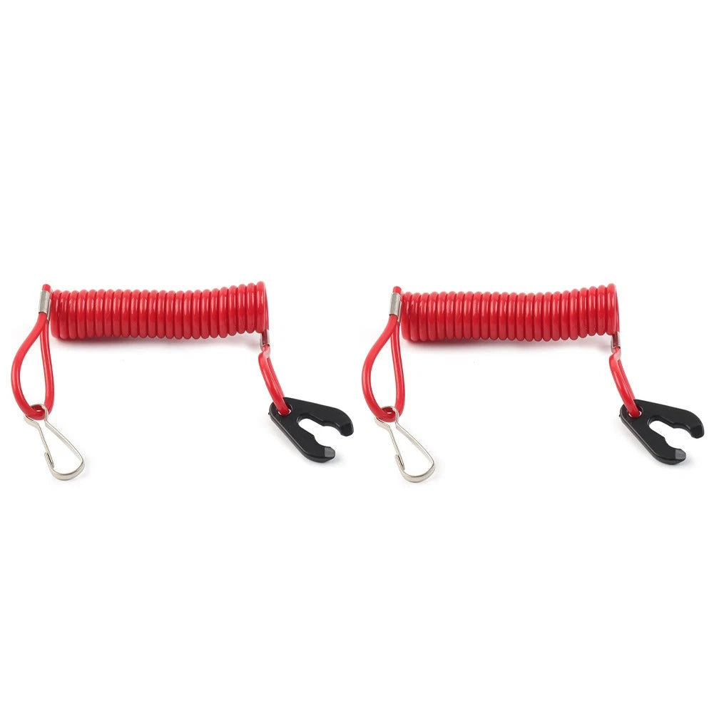 2xRed Outboard Kill Switch Tether Emergency Stop Lanyard For Yamaha For Evinrude