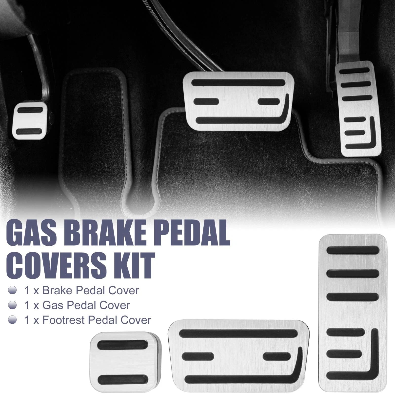 Pedal Pad Footrest Kit Replacement for Honda Fit 2021 Silver Tone