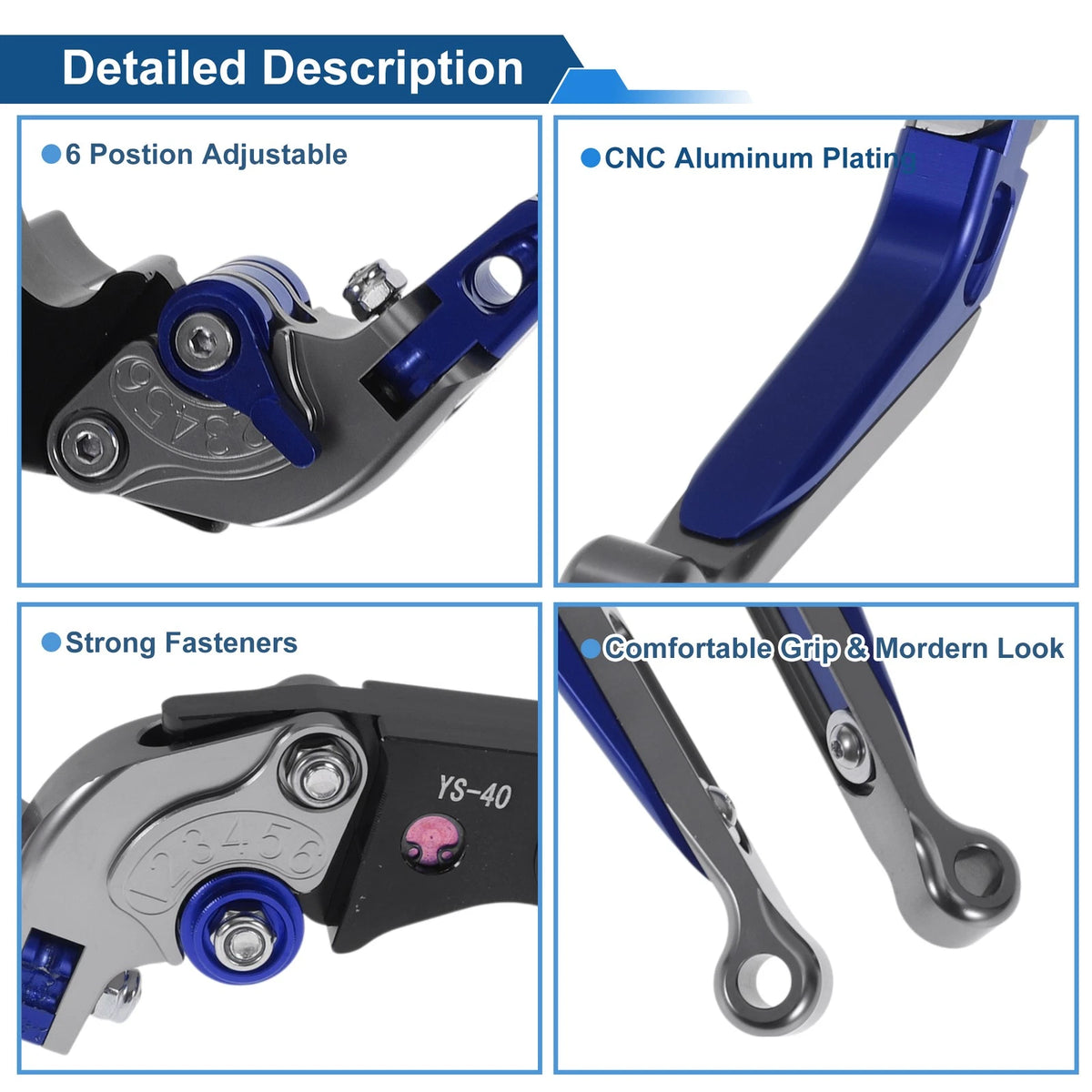 Adjustable Brake Clutch Lever for Honda CBR600RR (2007–2016) Titanium Blue