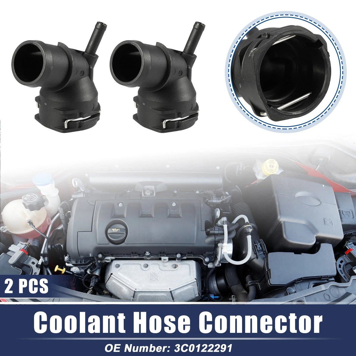 2X Radiator Coolant Hose Flange for Audi A3 (2008–2013) No. 3C0122291