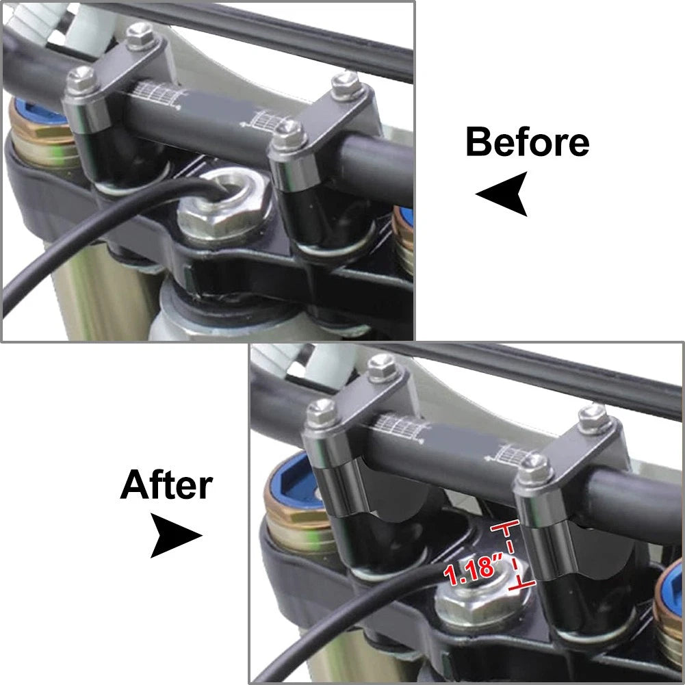 Universal 1 1/8" Motorcycle Handlebar Risers Mount Clamp Adapter 30mm Height