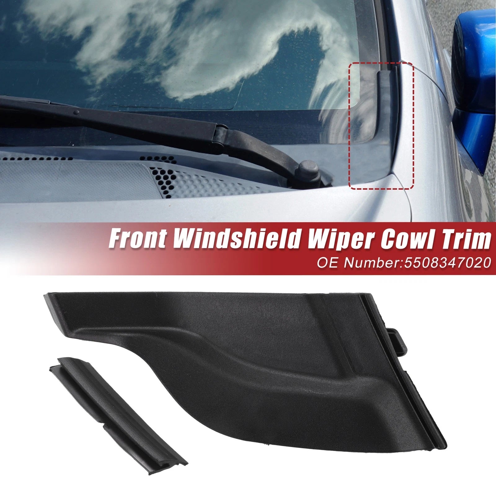 Front Left Windshield Wiper Cowl Cover Extension Trim for Toyota Prius (2010–2015)