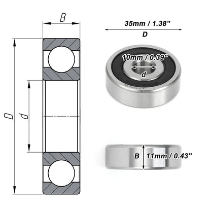 Deep Groove Ball Bearing 10x35x11mm for Scooter Skateboard (P0)