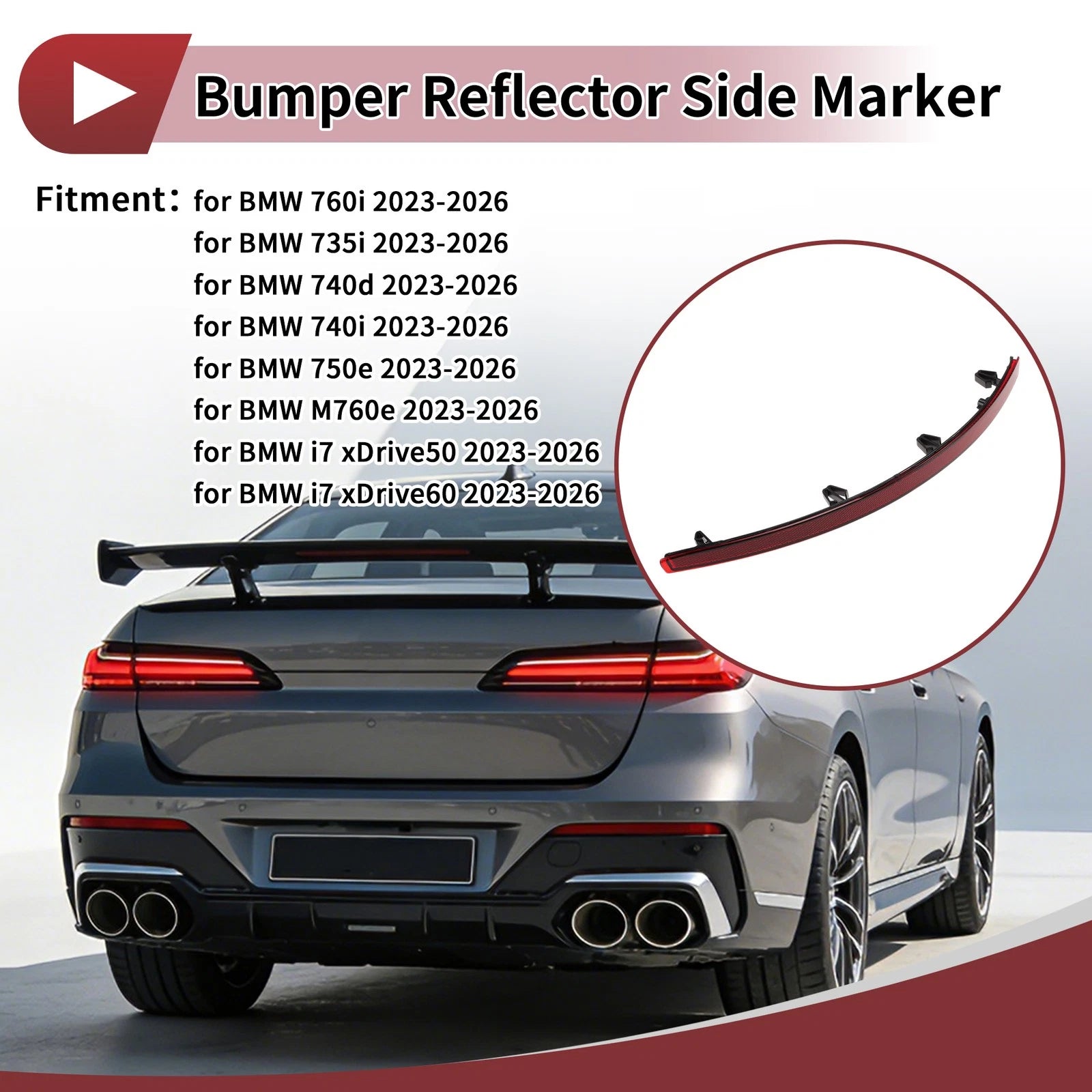 Rear Left Bumper Reflector Replacement for BMW 760i (2023–2026)