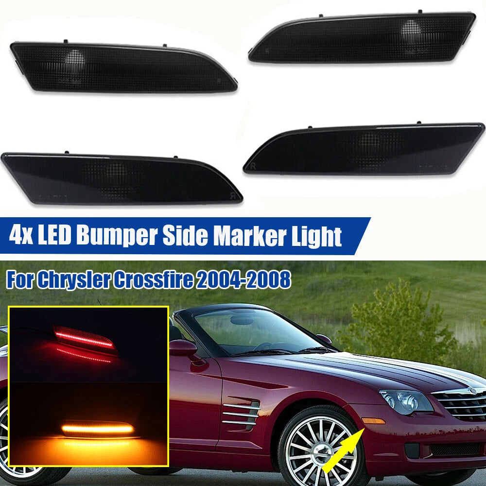 4X Smoked Bumper Turn Signal Side Marker Light for Chrysler Crossfire (2004–2008)