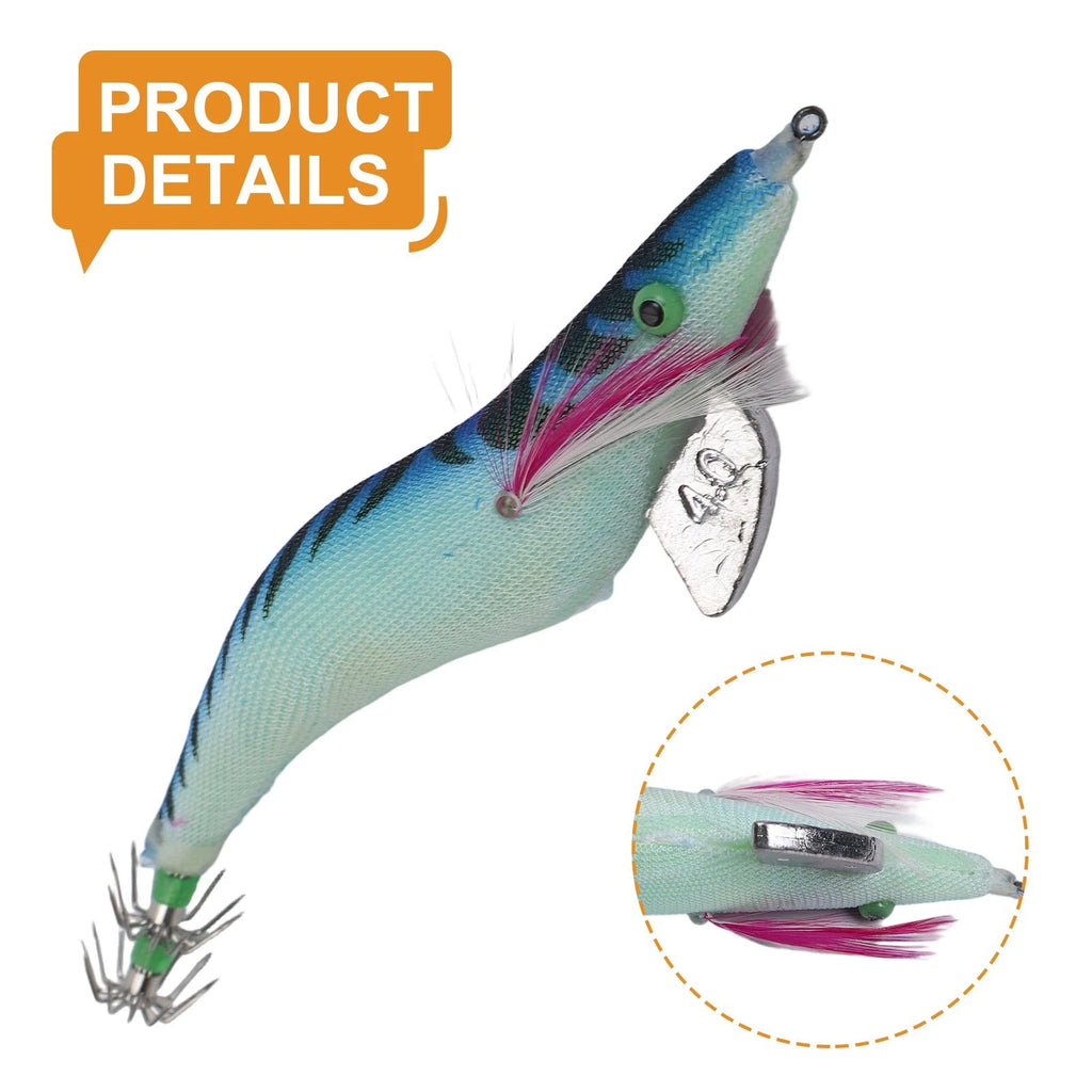 3D Eyes Squid Lure with Luminous Coating for Cuttlefish Fishing
