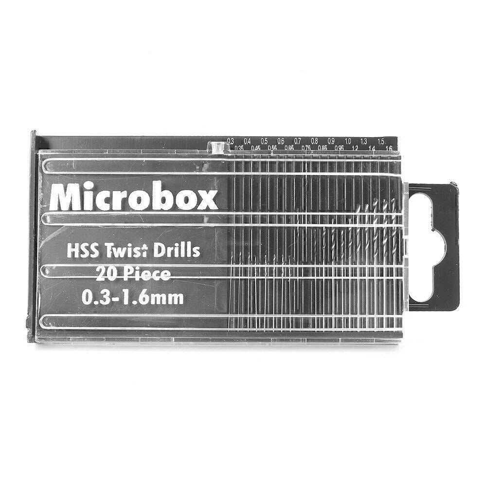 20PC HSS Mini Micro Twist Drill Bit Set (0.3-1.6mm) with Case