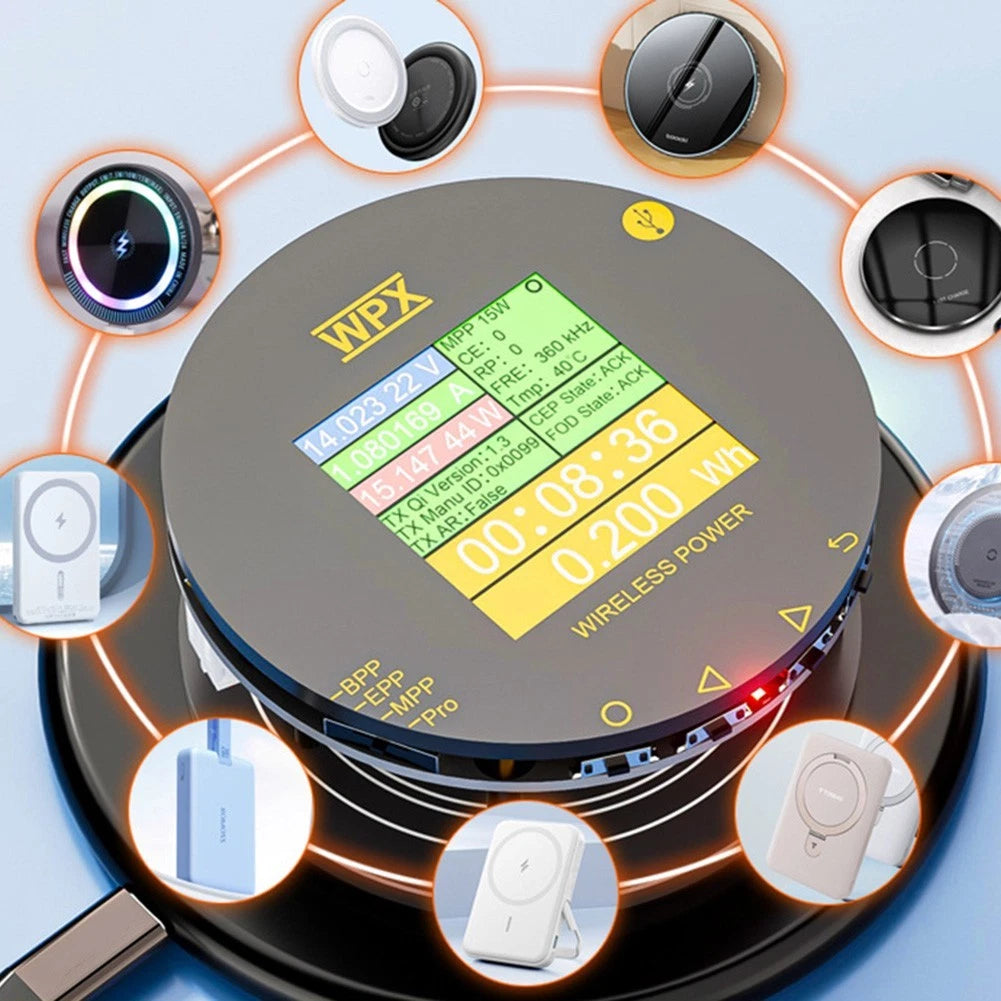 54 Inch Wireless Charging Power Tester with Color Screen and Magnetic Base