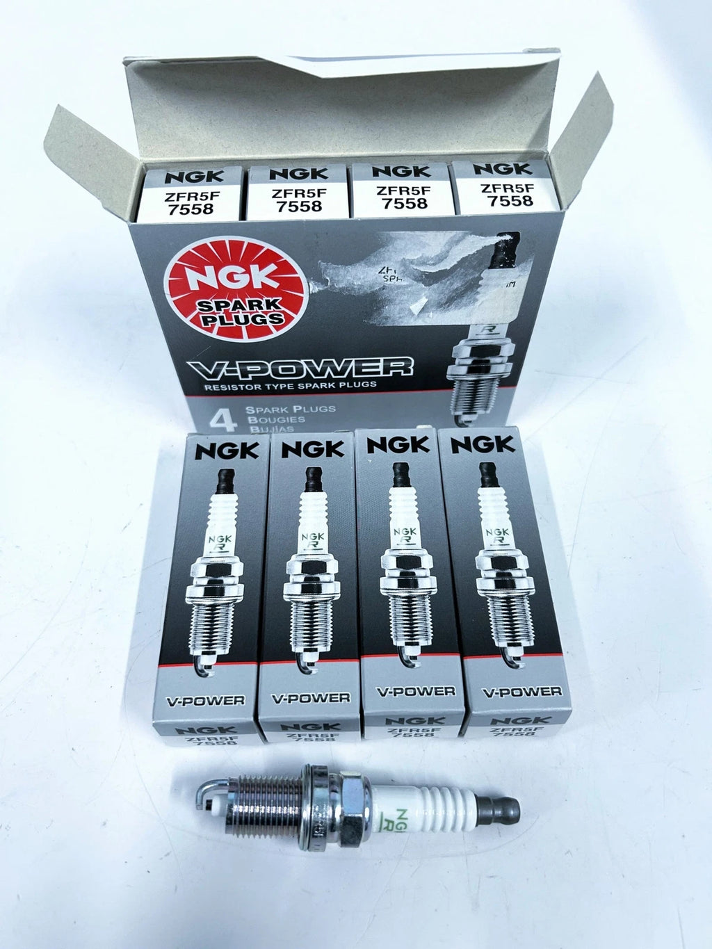 2X NGK 7558 V-Power Resistor Type Spark Plugs for