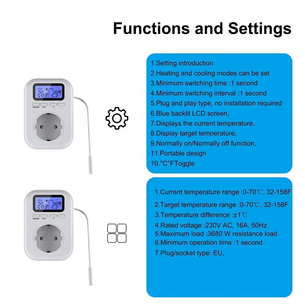 Smart Thermostat Socket for Home Climate (220240V)