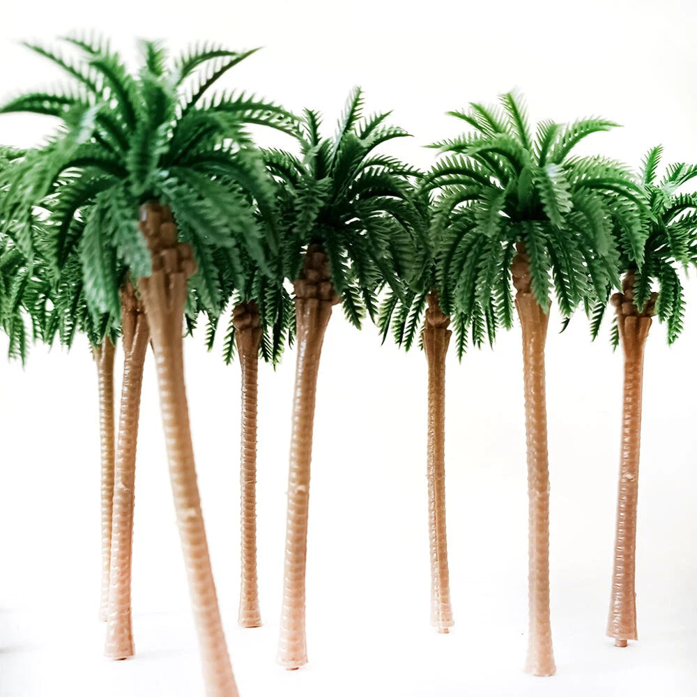 10Pcs Coconut Palm Tree Models for Garden Railway Landscape (Scale)