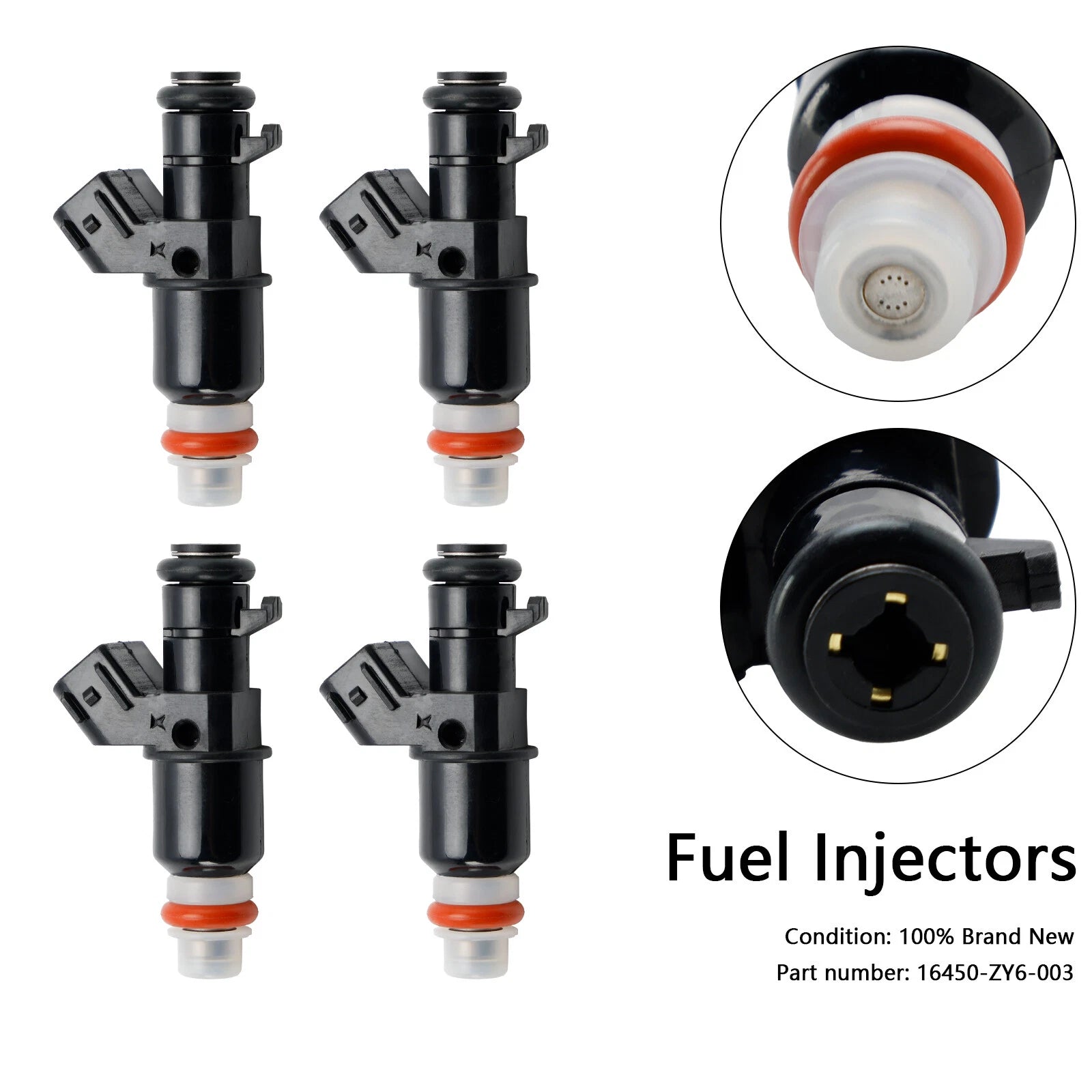 Set of 4 Fuel Injectors for Honda BF200 BF225 BF250 (2000–2023) 16450-ZY6-003