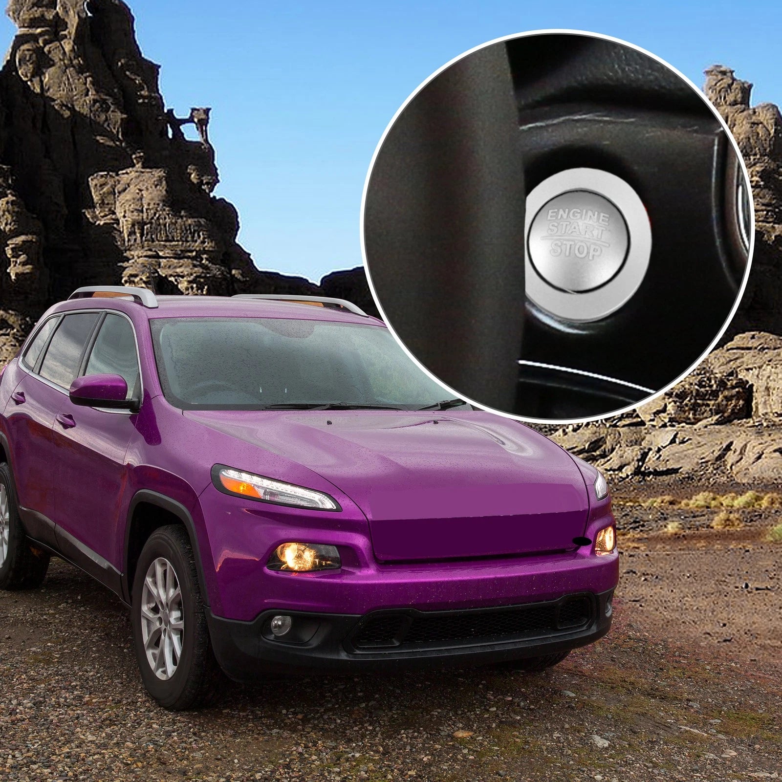 Engine Start Stop Button Cover Kit for Jeep Cherokee for Dodge Silver Tone (2014–2020)