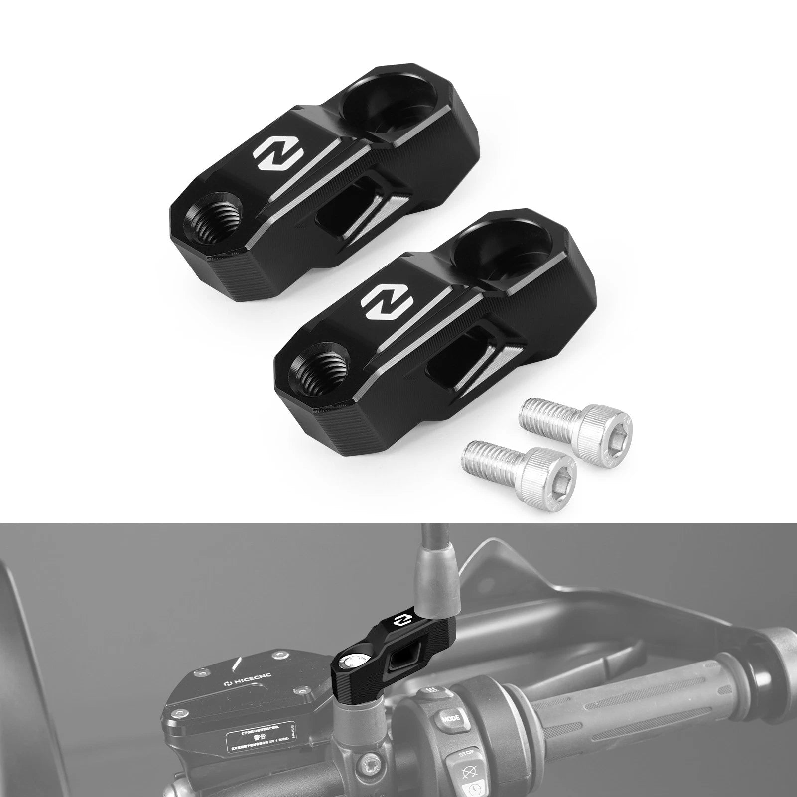 Rear View Mirror Mount Risers for BMW R1250GS (2019–2023)