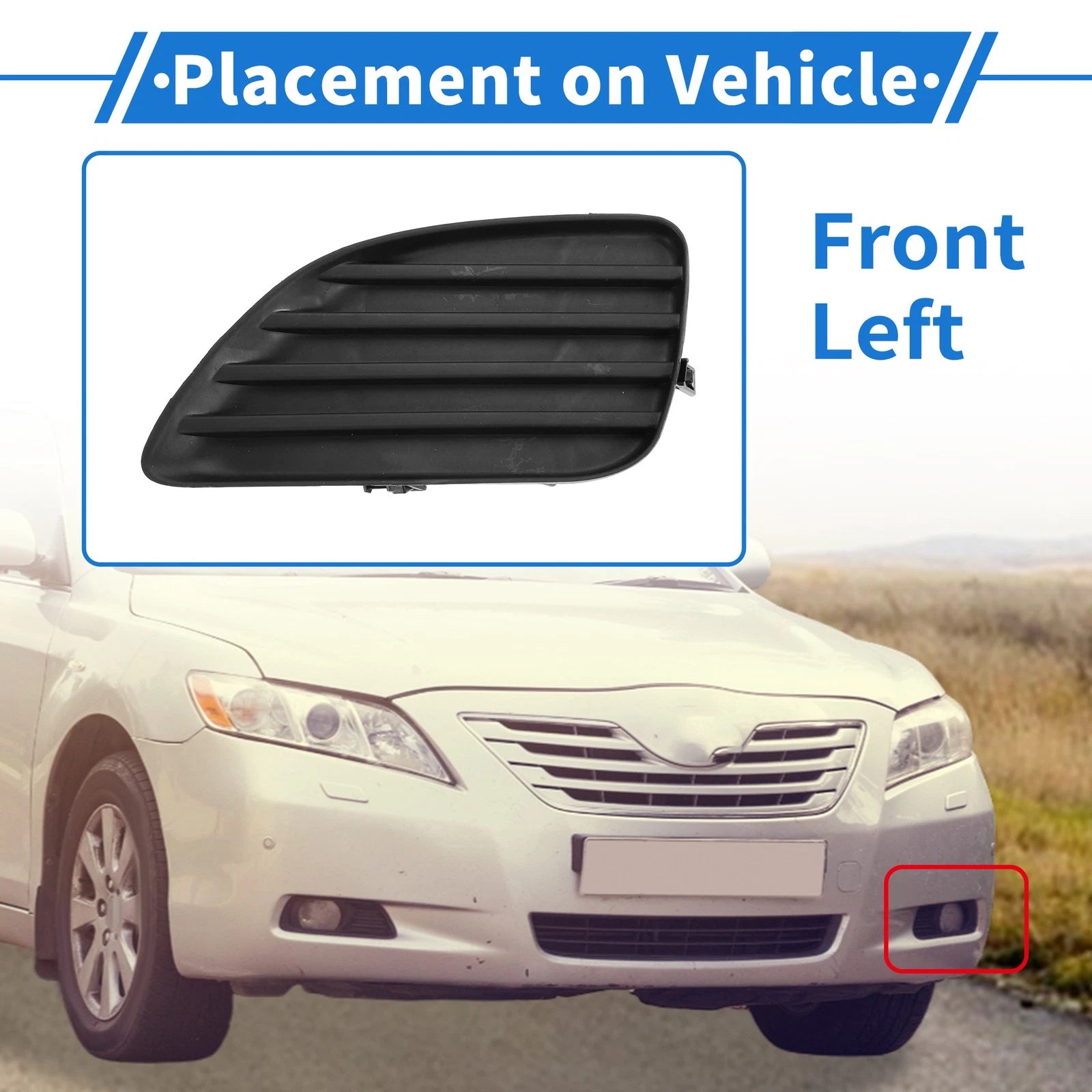 Front Left Front Bumper Fog Light Cover Replacement for Toyota Camry (2010–2011)