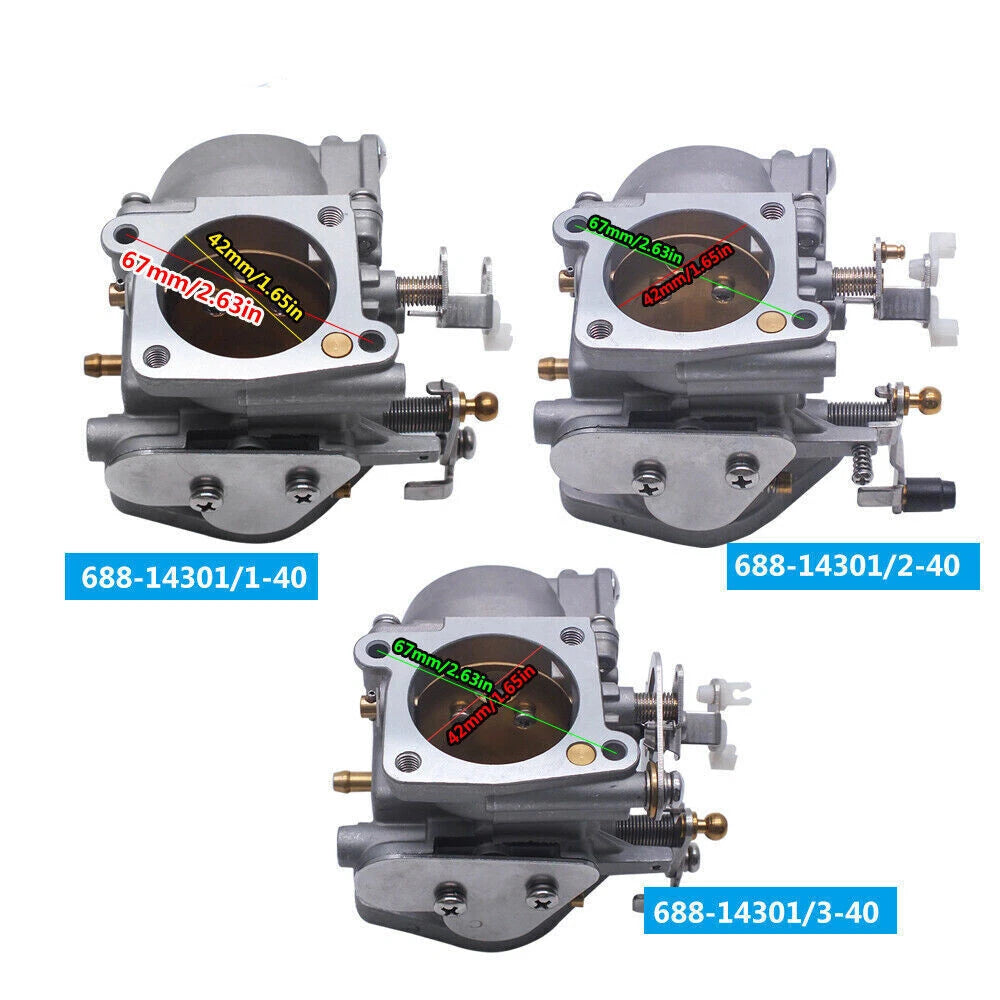 Carburetor Kit for Yamaha 2T 85HP 90HP Outboard (688-14301 14302 14303)