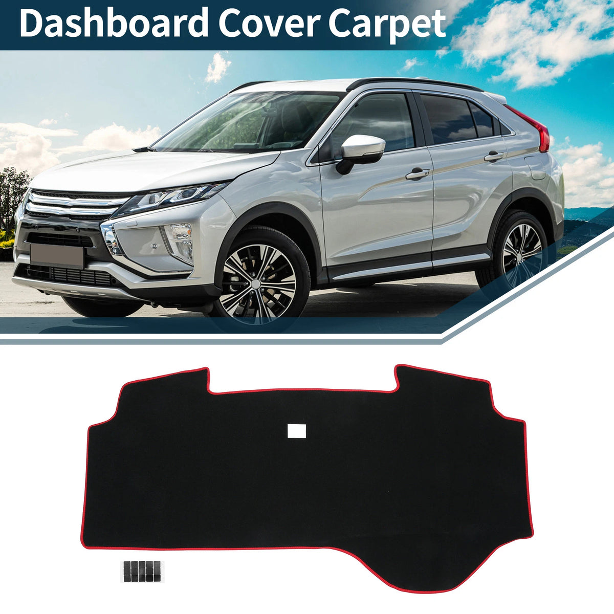 Dashboard Dash Cover Mat for Mitsubishi Delica D5 (2019–2024) Black Red Set of 1