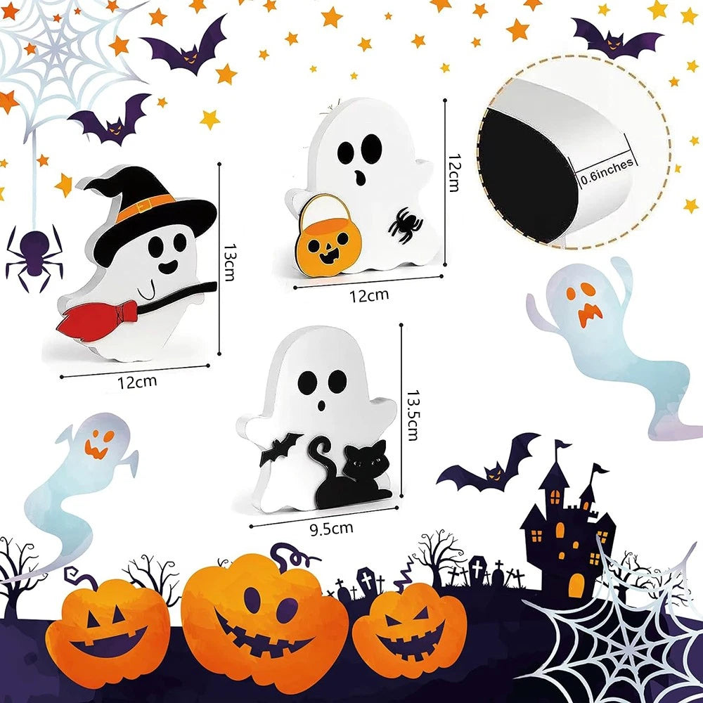 3 Pcs Ghost Halloween Desk Decorations for Home Shelf Display