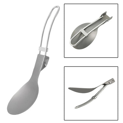 Ultralight Foldable Titanium Spoon for Camping and Hiking
