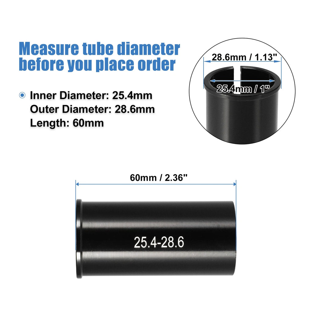 Bicycle Seat Post Adapter Sleeve 25.4 to 28.6mm for Universal Fit (All Years)