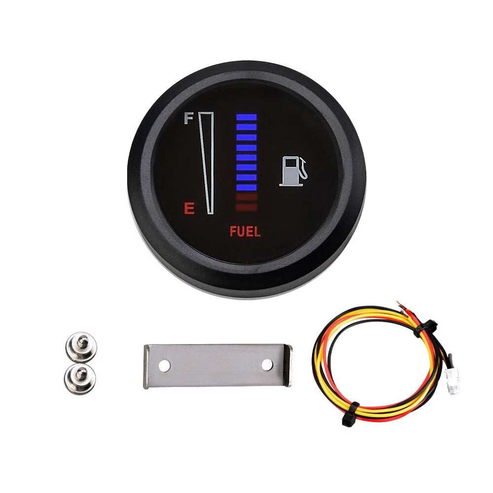 2" 52mm LED Fuel Level Meter Gauge for Car Motorcycle (12V/24V)