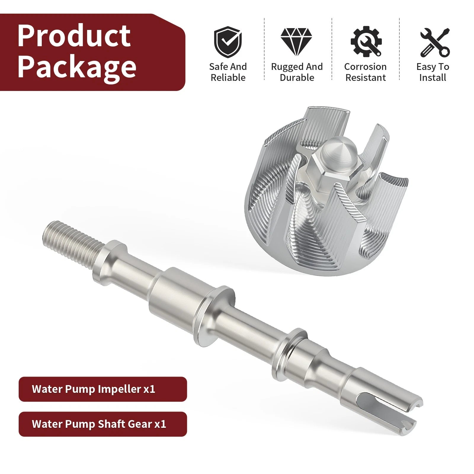 Water Pump Impeller and Shaft Gear for Kawasaki Brute Force 300 (2012–2024)