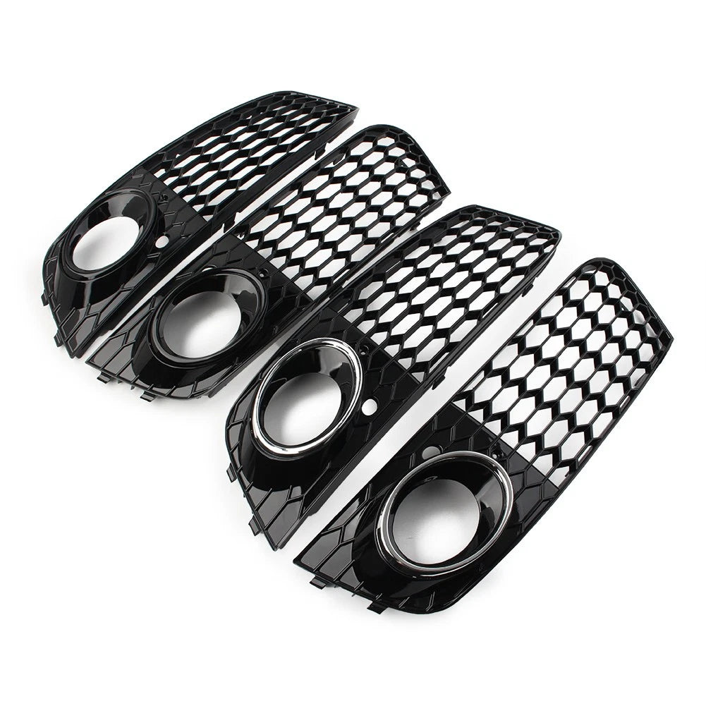 2X Honeycomb Hex Mesh Fog Light Cover for Audi A4 B8 (2009–2012)