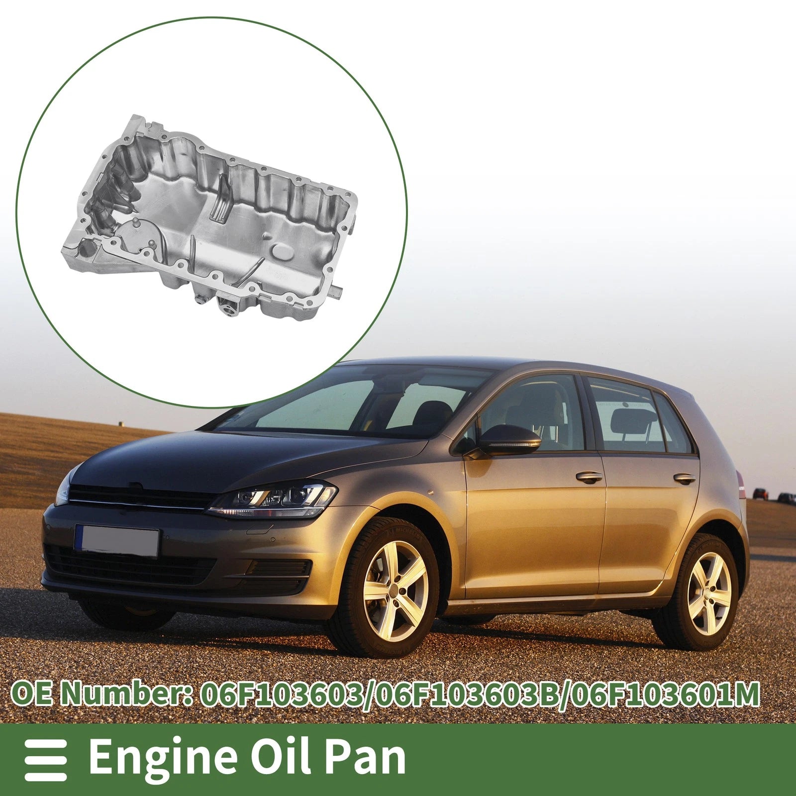 Engine Oil Pan Replacement for Volkswagen Polo 2014–2017 Aluminum Silver Tone