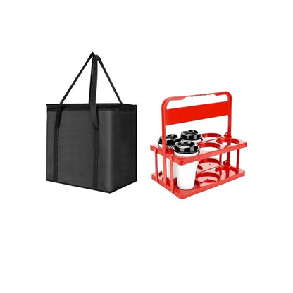 6 Cup Insulated Drink Carrier Bag for Coffee Tea Snacks Transport