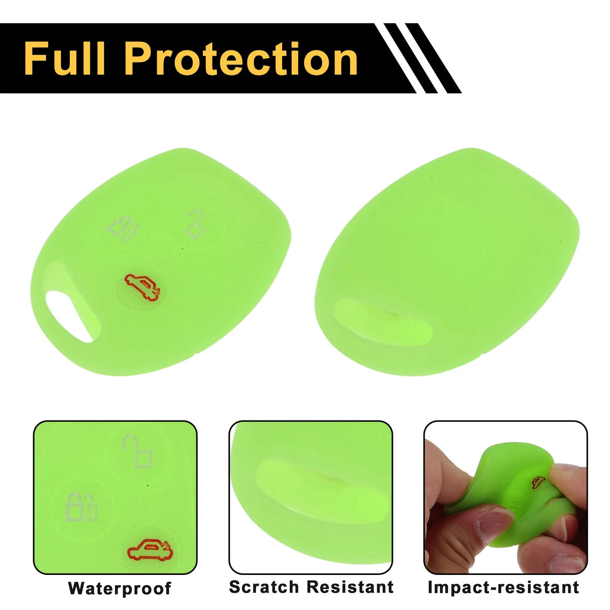 Light Blue Glow Car Key Case for Ford Courier (2016–2023) - 3 Buttons