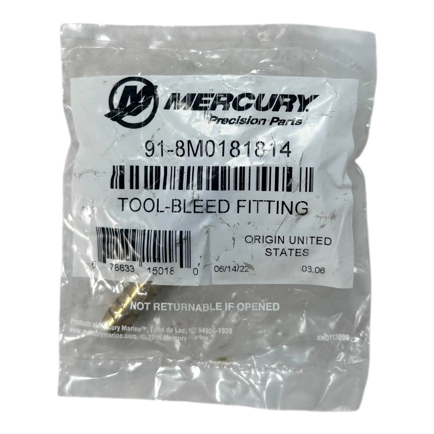 Bleed Fitting Tool for Mercury Marine (OEM 91-8M0181814)