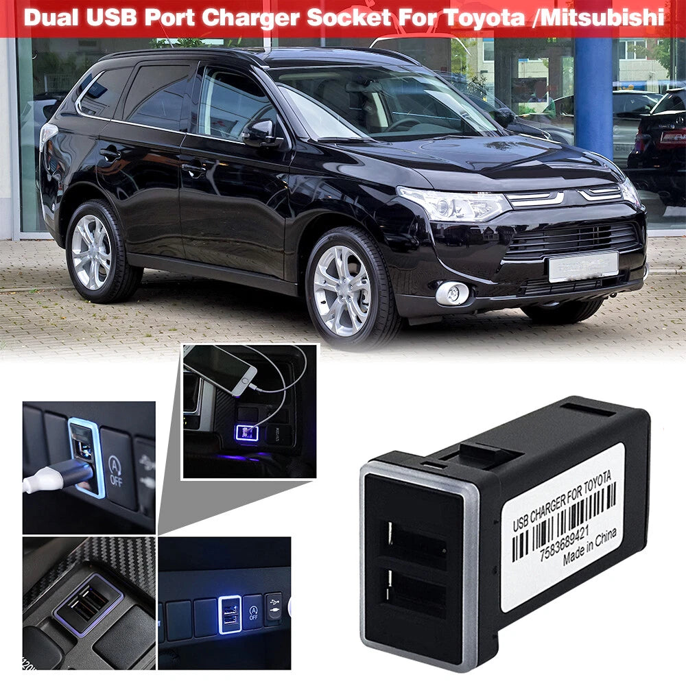 Blue LED USB Port QC 3.0 Charger for Toyota Sequoia (2008–Present)