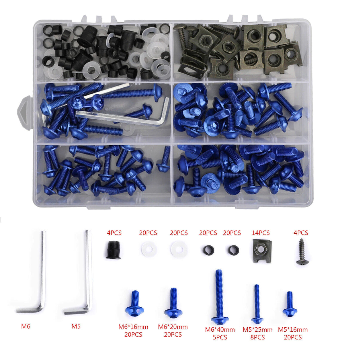 177PCS Fairing Bolts Kit M5/M6 for Sportbikes (Universal)