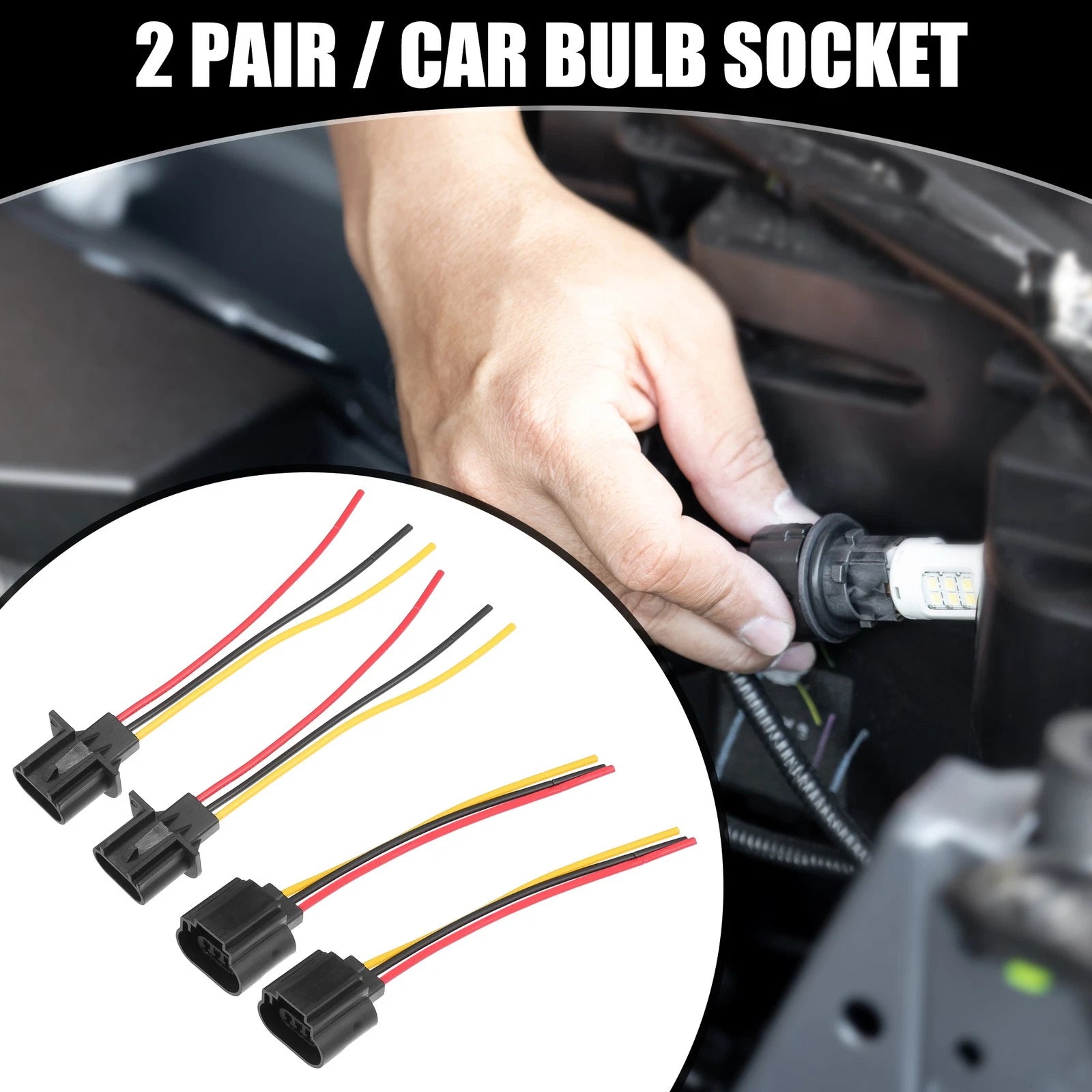 2X LED Bulb Socket Wiring Harness Connector Pigtail Plug for Car