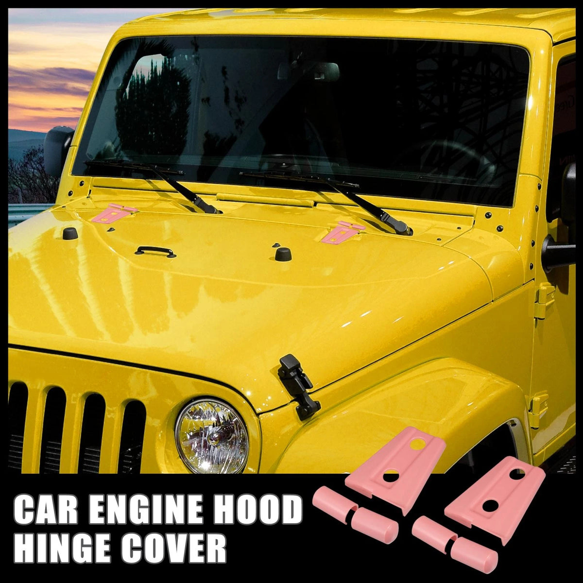 2pcs Engine Hood Hinge Cover for Jeep Wrangler (2007–2018) Pink