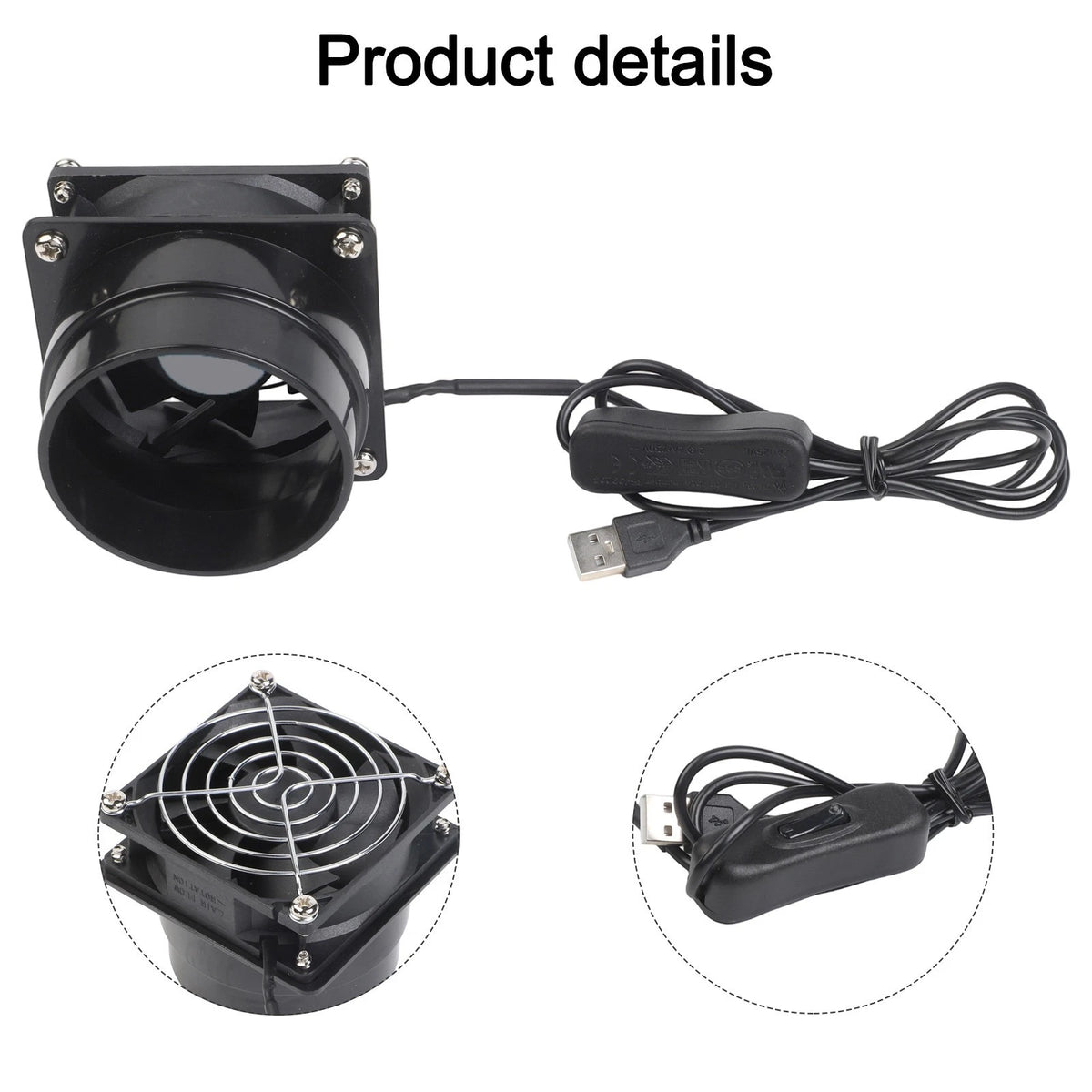 USB kitchen ventilation fan with adjustable speed for easy use